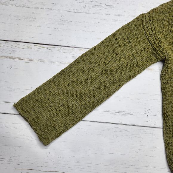 J. Crew Swing Flare Sleeve Sweater V Neck Olive Green Textured Knit Cotton XS - Picture 4 of 7